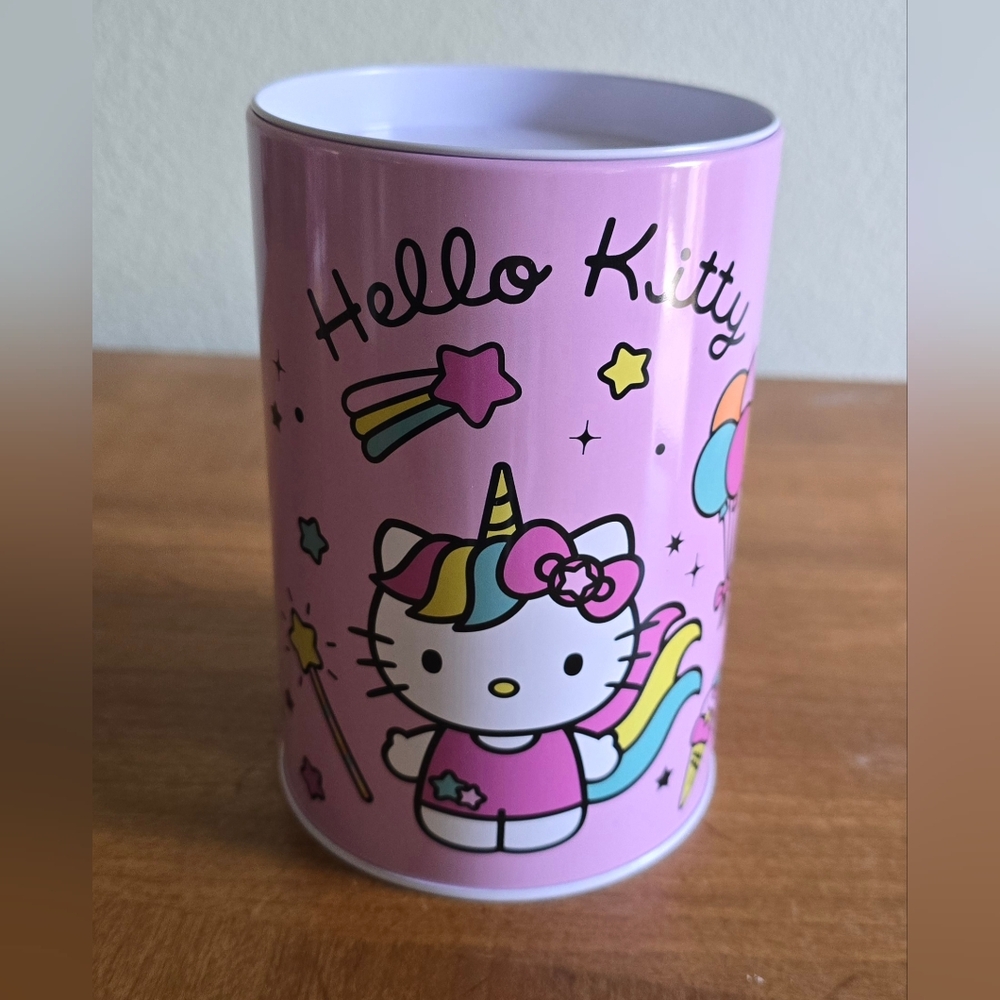 Hello Kitty Unicorn Coin Bank | Licensed Sanrio | Pink Metal Tin Bank NWT - Picture 2 of 4